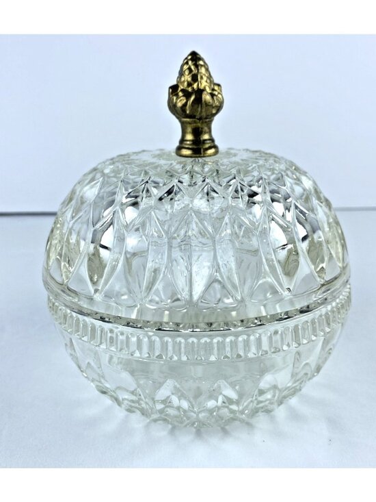 Indiana Glass Other - VTG Indiana Glass Mount Vernon Trinket / Candy Dish Dome Lid Brass Acorn Finial